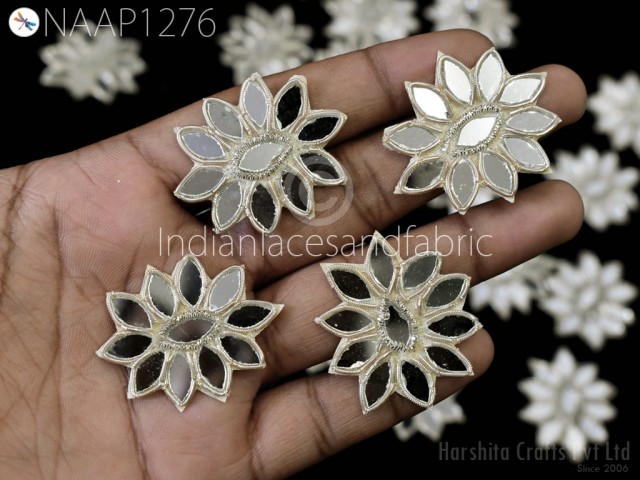25 Pc Indian Mirror Appliques Patches Zardozi Decorative Sewing Handmade Wedding Dresses DIY Crafting Supply Home Decor Christmas Appliques