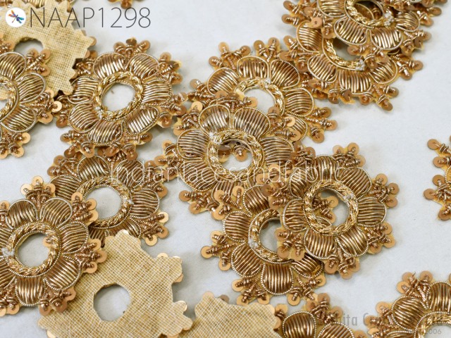 6 Pieces Indian Zardozi Appliques Patches Christmas Decorative Sewing Handmade Wedding Dresses Appliques DIY Crafting Supply Home Décor 