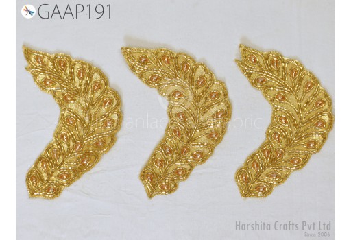 10 pieces Beaded Leaf Patch Applique Handmade Indian Decorative Sewing Costume Dress Handcrafted Patches Appliques Crafting Supply Home Décor