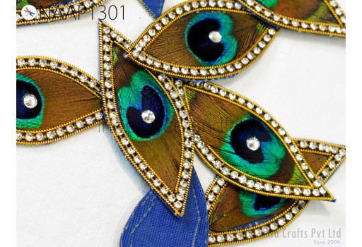 15 Pc Indian Beaded Patches Embroidery Sew on Peacock Patch Decorative Patches Denim Applique Embroidery HandCrafted Appliques Crafting
