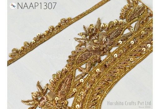 Neckline Patches Zardozi Gold Handmade Neck Patches with sleeves Patch Decorative Neck Handcrafted Crafting Indian Zardozi Neck for Dresses