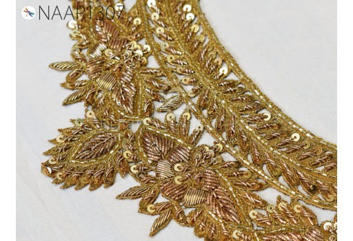 Neckline Patches Zardozi Gold Handmade Neck Patches with sleeves Patch Decorative Neck Handcrafted Crafting Indian Zardozi Neck for Dresses