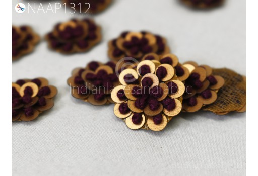 50 Tiny Handmade Antique Gold Appliques Patch Flower Shape Handcrafted Applique Embellishments Beaded Bridal Wedding Dress Headband For Kids