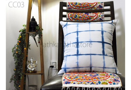 Handcrafted Tie Dye Cushion Cover 16"x16" Shibori Handmade Cushion Covers Indian Decorative Boho Home Decor Pillow Cover Housewarming Gift