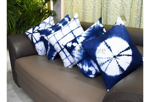 Handcrafted Tie Dye Cushion Cover 16"x16" Shibori Handmade Cushion Covers Indian Decorative Boho Home Decor Pillow Cover Housewarming Gift