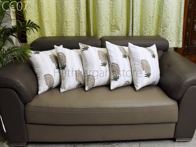 5 pcs Kantha Cushion Cover Block Printed Cushion Cover Set of 5 Cushion Covers Indian Cushion Decorative Home Decor pillow cover 16"x16"