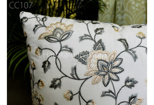 Ivory Embroidered Cushion Cover Decorative Home Decor Pillow Cover Handmade Embroidery Throw Pillow Housewarming Bridal Shower Wedding Gift