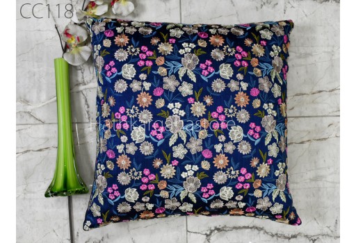 Blue Sequins Embroidered Cushion Cover Handmade Embroidery Throw Pillow Decorative Home Decor Pillow Cover House Warming Bridal Shower Wedding Gifts