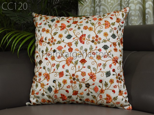 Embroidered Cushion Cover Handmade Embroidery Throw Pillow Decorative Home Decor Pillow Cover House Warming Bridal Shower Wedding Gifts