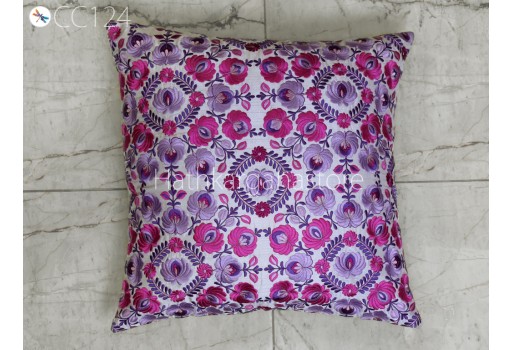 Indian Embroidered Cushion Cover Handmade Embroidery Throw Pillow Decorative Home Decor Pillowcase Sham House Warming Bridal Shower Wedding Gift