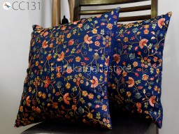 Blue Embroidered Cushion Cover Indian Handmade Embroidery Throw Pillow Decorative Home Decor Pillowcase Sham House Warming Bridal Shower Wedding Gift