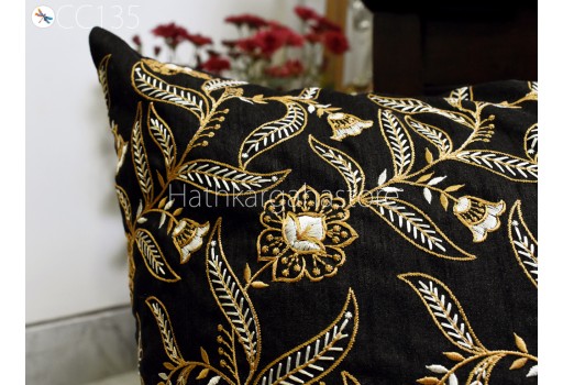 Indian Embroidered Cushion Cover Handmade Embroidery Throw Pillowcase Decorative Home Decor Pillow Sham House Warming Baby Shower Wedding Gift Material