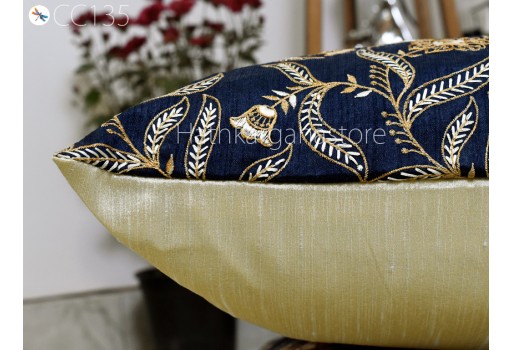 Indian Embroidered Cushion Cover Handmade Embroidery Throw Pillowcase Decorative Home Decor Pillow Sham House Warming Baby Shower Wedding Gift Material