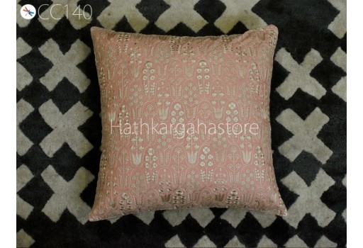 Pink Embroidered Cushion Cover Handmade Indian Embroidery Throw Pillow Decorative Home Decor Pillowcase Sham House warming Bridal Shower Wedding Gift