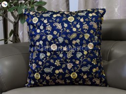 Blue Sequins Embroidered Cushion Cover Handmade Embroidery Throw Pillow Decorative Home Decor Pillow Sham House Warming Baby Shower Wedding Gift Material