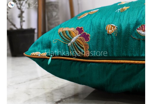 Rama Green Embroidered Cushion Cover Handmade Embroidery Throw Pillow Decorative Home Decor Pillow Sham House Warming Baby Shower Wedding Gift Material