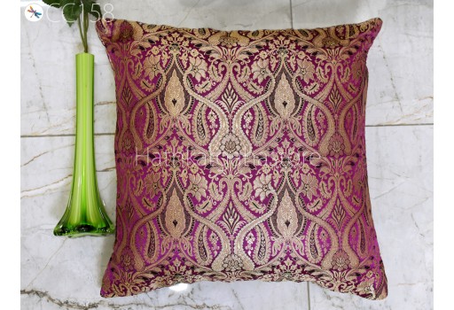 Purple Brocade Silk Pillow Cover Lumbar Handmade Pillowcases Sham Decorative Car Cushion Custom Home Decor House Warming Bridal Shower Wedding Gift Material