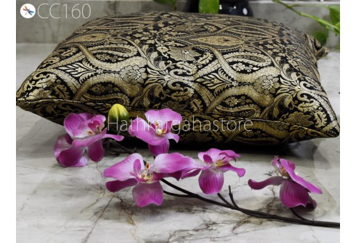 Black Gold Brocade Silk Pillow Cover Lumbar Customized Pillowcases Sham Handmade Decorative Car Cushion Home Decor House Warming Bridal Shower Wedding Gift Material