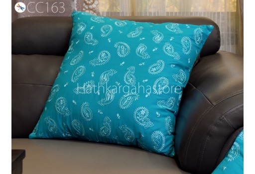Handmade Turquoise Pillow Cover Cotton Embroidery Cushion Throw Embroidered Decorative Home Decor Pillowcase Sham House Warming Bridal Shower Wedding Gift