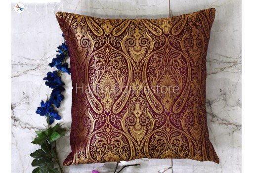 Brocade Silk Burgundy Pillow Cover Handmade Lumbar Pillowcases Sham Decorative Cushion Home Decor House Warming Bridal Shower Wedding Gifts Material