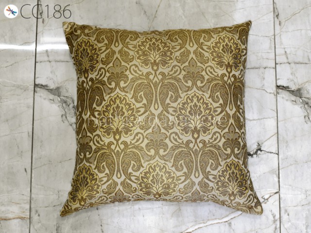 Brocade Silk Beige Pillow Cover Handmade Lumbar Pillowcases Sham Decorative Cushion Home Decor House Warming Bridal Shower Wedding Gift