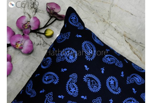 Blue Pillowcase Cotton Embroidery Cushion Cover Throw Lumbar Embroidered Decorative Home Decor Sham House Warming Bridal Shower Wedding gift