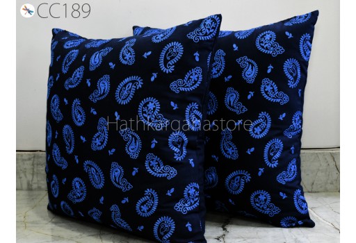 Blue Pillowcase Cotton Embroidery Cushion Cover Throw Lumbar Embroidered Decorative Home Decor Sham House Warming Bridal Shower Wedding gift