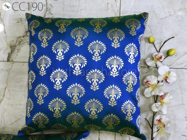  Blue Custom Pillow Cover Brocade Handmade Lumbar Pillowcases Sham Decorative Cushion Home Decor House Warming Bridal Shower Wedding Gifts
