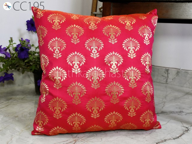 Magenta Cushion Cover Pillowcases Brocade Handmade Decorative Lumbar Pillowcases Sham Home Decor House Warming Bridal Shower Wedding Gifts