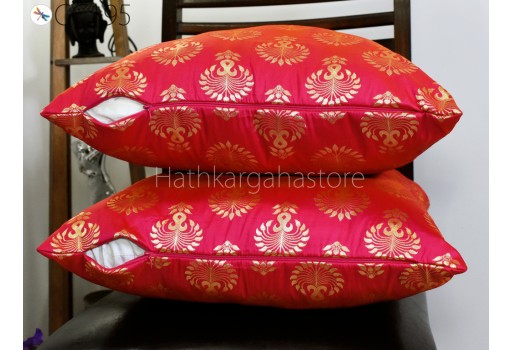 Magenta Cushion Cover Pillowcases Brocade Handmade Decorative Lumbar Pillowcases Sham Home Decor House Warming Bridal Shower Wedding Gifts