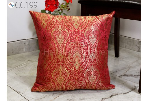 Red with Gold Brocade Silk Pillow Cover Handmade Car Pillow Cushion Lumbar Pillowcases Sham Decorative Home Decor House Warming Bridal Shower Wedding Gift