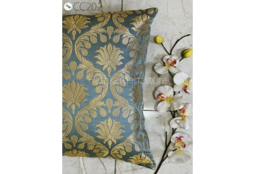 Grey Cushion Pillow Cover Pillowcase Handmade Lumbar Sham Brocade Silk Decorative Home Decor House Warming Bridal Shower Wedding Gifts 