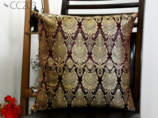 Wine Silk Pillow Cover Pillowcases Handmade Lumbar Sham Brocade Decorative Cushion Home Decor House Warming Bridal Shower Wedding Gift