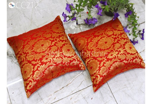 Red Brocade Silk Pillow Cover Handmade Lumbar Pillowcase Sham Decorative Cushion Home Decor House Warming Bridal Shower Wedding Gift