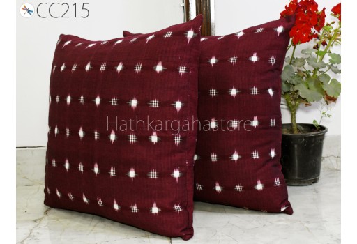 Burgundy Ikat Cushion Cover Double Sided Pillowcase Handwoven Decorative Pure Cotton Throw Pillow House Warming Wedding Gift Home Decor