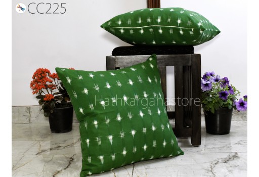 Green Ikat Cushion Cover Pillowcases Handwoven Double Sided Decorative Pure Cotton Throw Pillow House Warming Shower Wedding Gift Home Decor