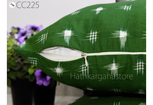 Green Ikat Cushion Cover Pillowcases Handwoven Double Sided Decorative Pure Cotton Throw Pillow House Warming Shower Wedding Gift Home Decor
