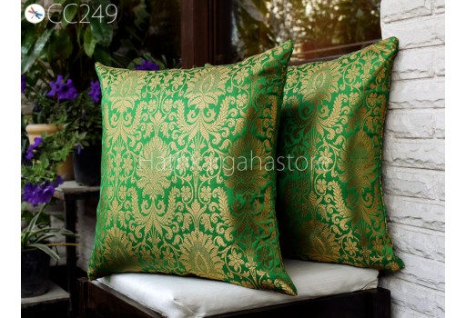 Bright Green Brocade Silk Handmade Pillow Cover Handmade Lumbar Pillowcases Sham Decorative Cushion Home Decor House Warming Bridal Shower Wedding Gift.
