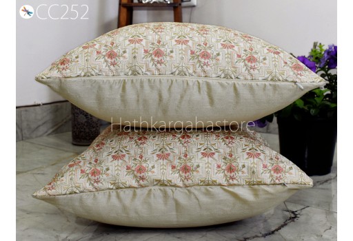 Beige Embroidered Cushion Cover Handmade Embroidery Throw Custom Size Pillow Decorative Home Decor House Warming Bridal Shower Wedding Gift