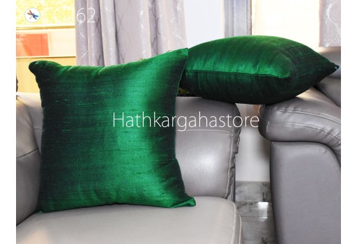Dupioni Silk Green Cushion Cover Handmade Throw Pillow Cover Home Decor Decorative Pure Silk Pillowcase House Warming Bridal Shower Gift