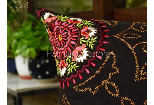 Brown Embroidered Cushion Cover Decorative Home Decor Pillow Cover Handmade Embroidery Throw Pillow House Warming Bridal Shower Wedding Gift
