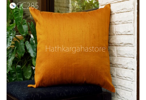 Marigold Yellow Dupioni Silk Cushion Cover Handmade Pure Silk Throw Pillow Decorative Home Decor House Warming Bridal Shower Gift Pillowcase 
