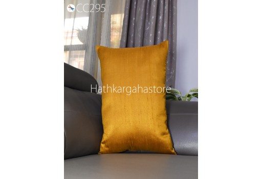 Marigold Yellow Pure Silk Pillowcase Lumbar Cover Handmade Dupioni Silk Sham Pillow Decorative Home Decor House Warming Bridal Wedding Gift
