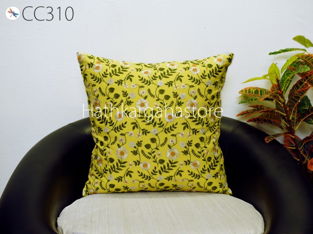 Yellow Embroidered Throw Pillow Square Decorative Home Decor Pillow Cover Handmade Embroidery Cushion Cover Housewarming Bridal Shower Gift.