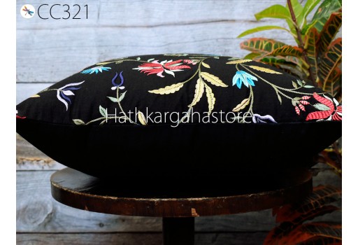 Floral Embroidered Throw Pillow Square Decorative Home Decor Pillow Cover Handmade Embroidery Cushion Cover Housewarming Bridal Shower Gift