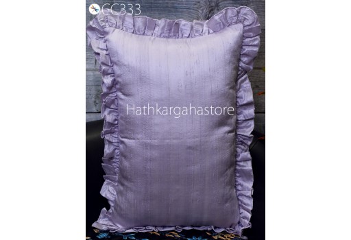 Lavender Silk Throw Pillow Dupioni Pure Silk Frill Silk Pillowcase Cushion Cover Handmade Decorative Home Decor House Warming Wedding Gift