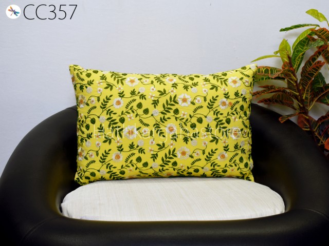Yellow Embroidered Throw Pillow Euro Sham Cotton Rectangle Decorative Home Decor Pillowcases Cushion Cover Housewarming Bridal Shower Gift
