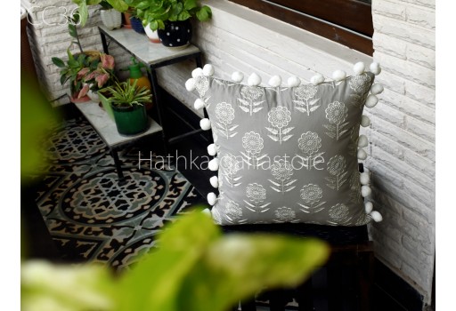 Grey Embroidered Cushion Cover Decorative Home Decor Pillow Cover Handmade Embroidery Throw Pillow House Warming Bridal Shower Wedding Gift