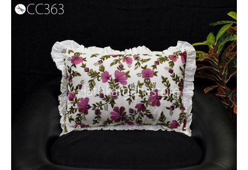 Embroidered Lumbar Throw Pillow Rectangle Decorative Home Decor Sham Pillow Cover Embroidery Cushion Cover Housewarming Bridal Shower Gift