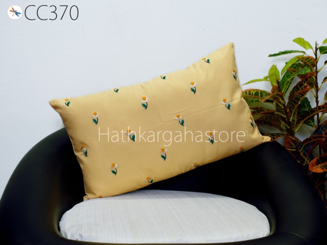 Fawn Embroidered Lumbar Throw Pillow Rectangle Decorative Home Decor Cotton Sham Pillow Embroidery Cushion Cover Housewarming Bridal Shower.